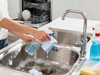 厨房台面清洁小技巧，轻松去除顽固污渍，洁净又耐用